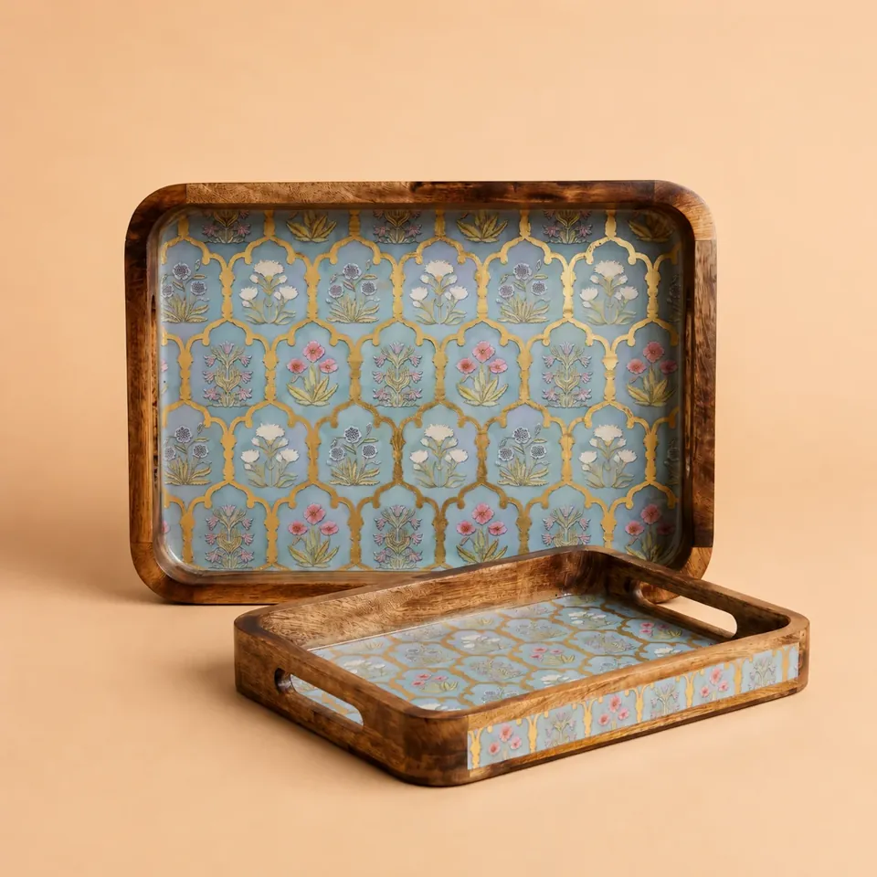 Decorative mango wood serving trays