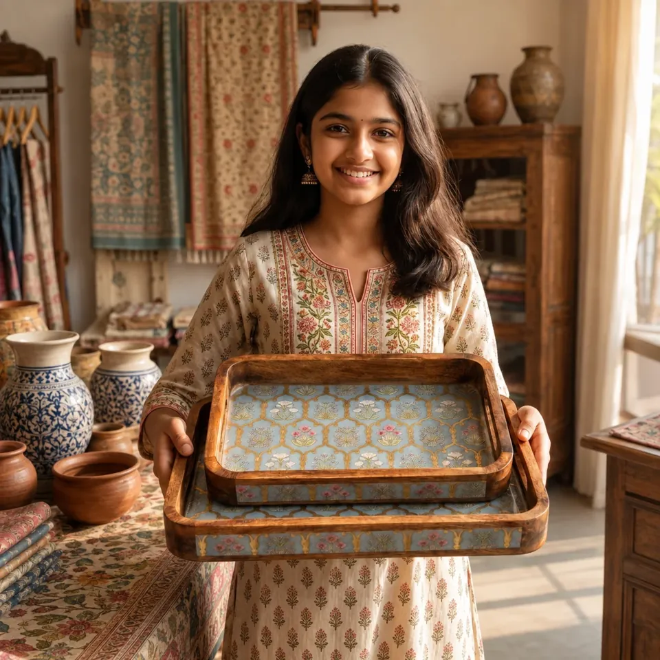 Amimashop tray set presented in a warm home setting